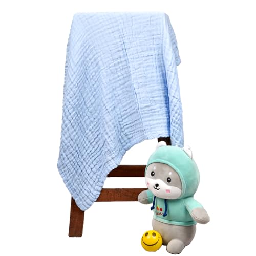MOM'S HOME Baby Super Soft Absorbent Muslin 6 Layer wash Towel- 100X100 CM - | 0-3 Years | Blue - Image 3