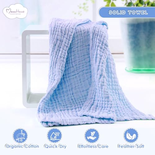 MOM'S HOME Baby Super Soft Absorbent Muslin 6 Layer wash Towel- 100X100 CM - | 0-3 Years | Blue - Image 5