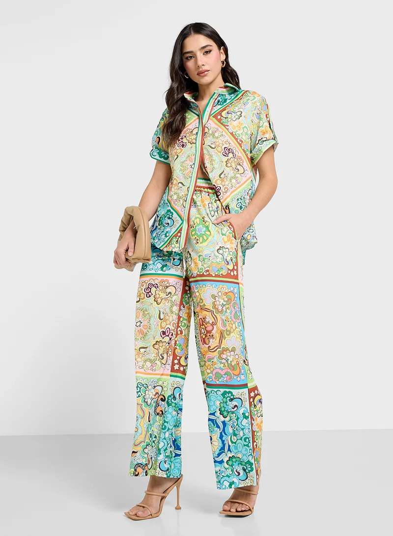 Ginger Baroque Patchwork Print Relaxed Shirt & Pant Co-Ord Set