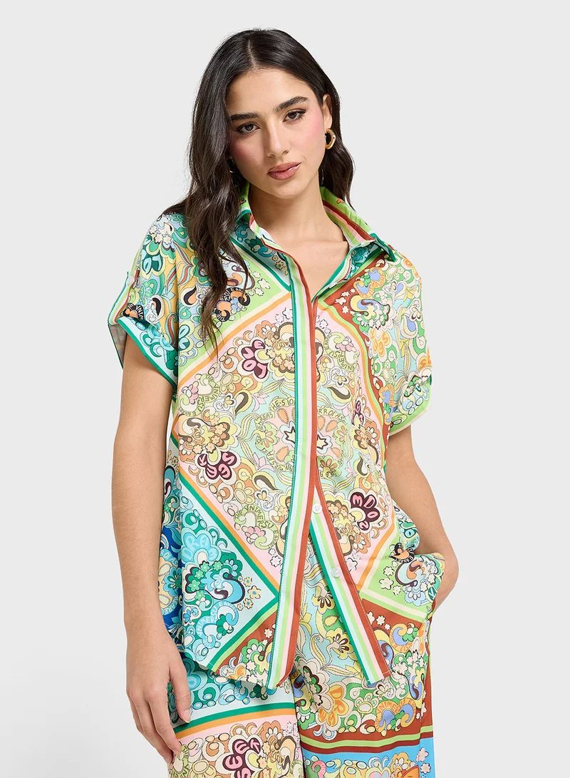 Ginger Baroque Patchwork Print Relaxed Shirt & Pant Co-Ord Set