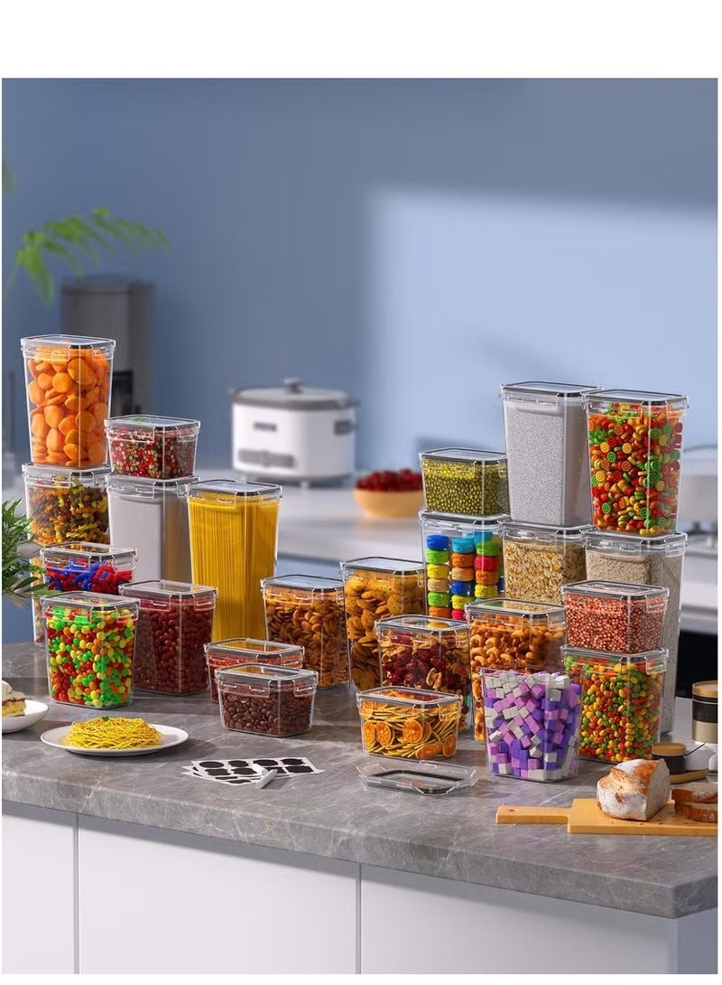 Arabest 24 Pack Airtight Food Storage Containers with Lids,Clear Containers for Kitchen Organization, 4 Sizes Pantry Organization and Storage, BPA Free,Plastic Leak-proof Canisters for Cereal, Flour and Suga,Included Spoons,Marker Pen&24PCS Labels  - Image 4