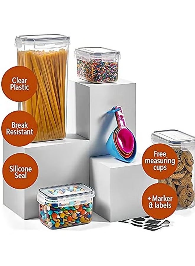 Arabest 24 Pack Airtight Food Storage Containers with Lids,Clear Containers for Kitchen Organization, 4 Sizes Pantry Organization and Storage, BPA Free,Plastic Leak-proof Canisters for Cereal, Flour and Suga,Included Spoons,Marker Pen&24PCS Labels  - Image 5
