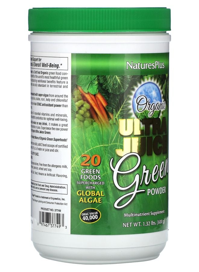 NaturesPlus Organic Ultra Juice Green Powder 1.32 lbs (600 g) - Image 2