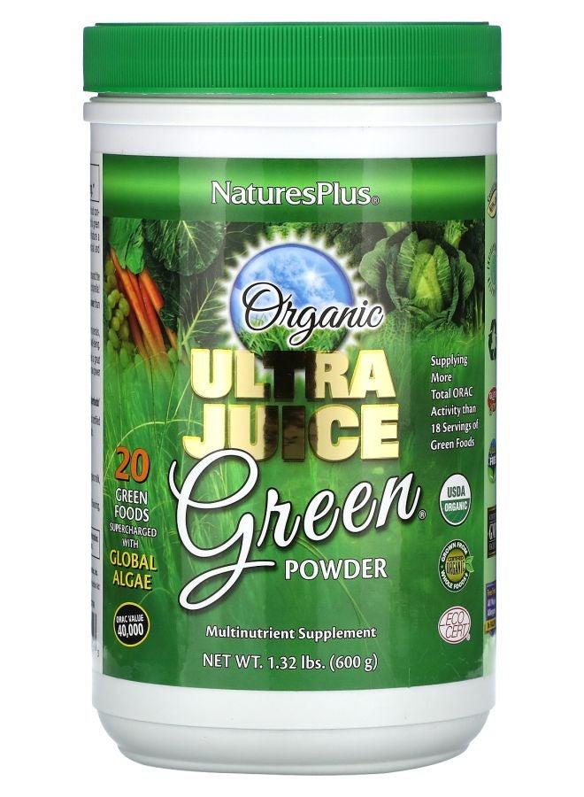 NaturesPlus Organic Ultra Juice Green Powder 1.32 lbs (600 g) - Image 1