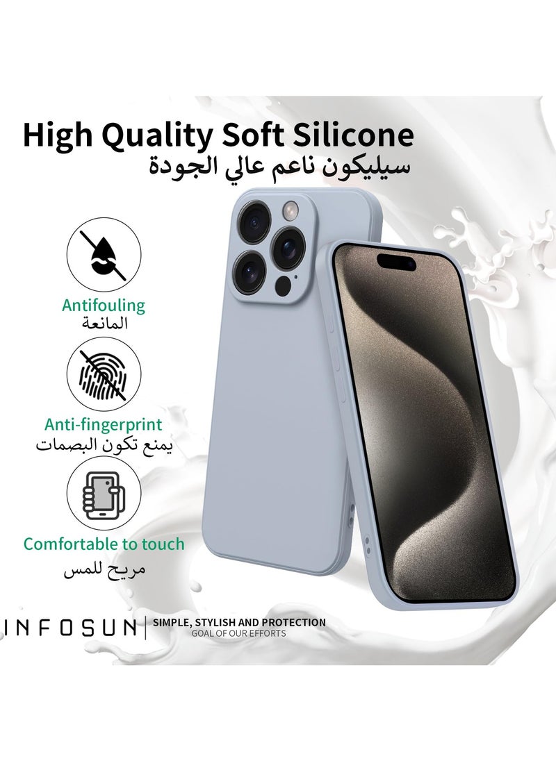 INFOSUN - Compatible with apple iPhone 15 Pro Max Full Coverage for Protective Case, Ultra Slim Soft Silicone Gel TPU Cover, Matte Surface Ultra-Thin Case, for iPhone 15 Pro Max (Gray) - Image 1