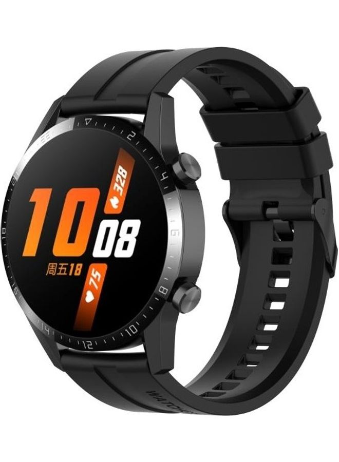 NIBEMINENT Silicone Replacement Wrist Strap Watchband with Buckle For Huawei Watch GT 2 46mm Black - Image 4
