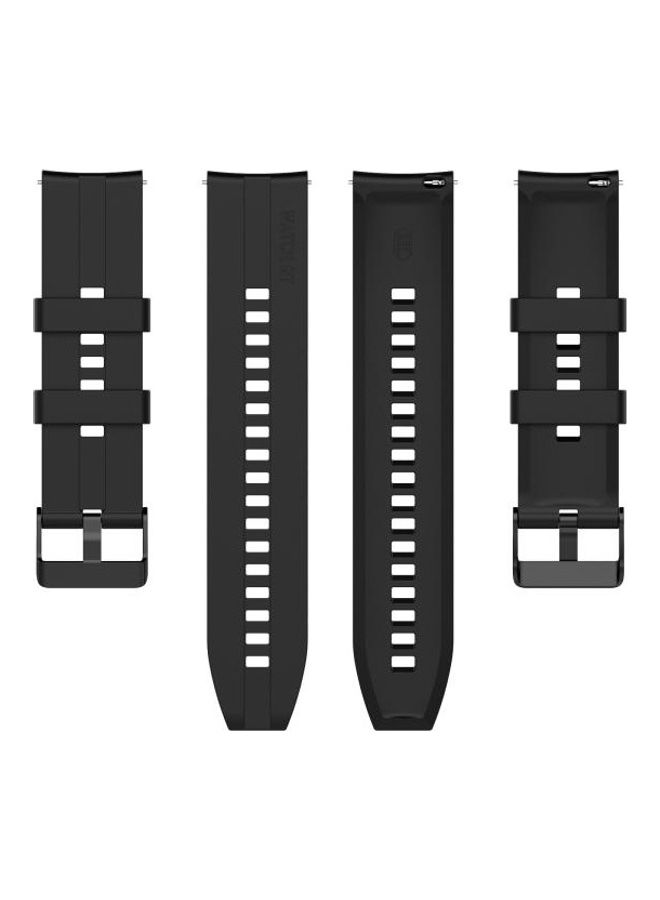 NIBEMINENT Silicone Replacement Wrist Strap Watchband with Buckle For Huawei Watch GT 2 46mm Black - Image 2