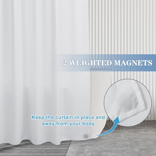Nasitos Fabric Shower Curtain Liners 4 Pack - W72 x H72 - Washable & Water Resistant Cloth Shower Liner for Bathroom, Soft Hotel Quality, Standard Size (White, Include 8 Separate Magnets) - Image 4