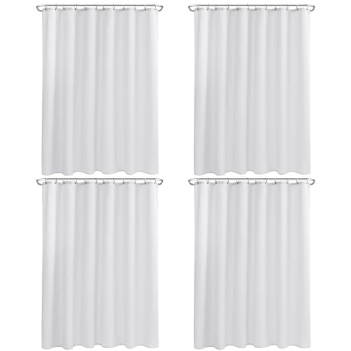 Nasitos Fabric Shower Curtain Liners 4 Pack - W72 x H72 - Washable & Water Resistant Cloth Shower Liner for Bathroom, Soft Hotel Quality, Standard Size (White, Include 8 Separate Magnets) - Image 1