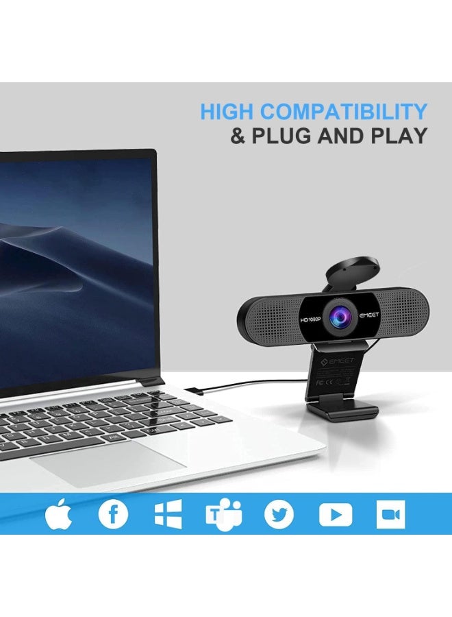 EMEET 1080P Webcam with Microphone, C960 Web Camera, 2 Mics Streaming Webcam, 90°FOV Computer Camera, Plug and Play USB Webcam for Online... - Image 4