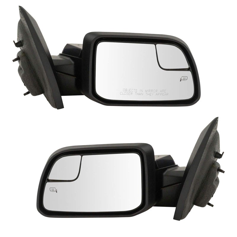 TRQ Driver Passenger Side Mirror Set with Heat without Housing Turn Signal without Blind Spot Indicator Compatible with 20112014 Ford Edge FO1320455 FO1321455