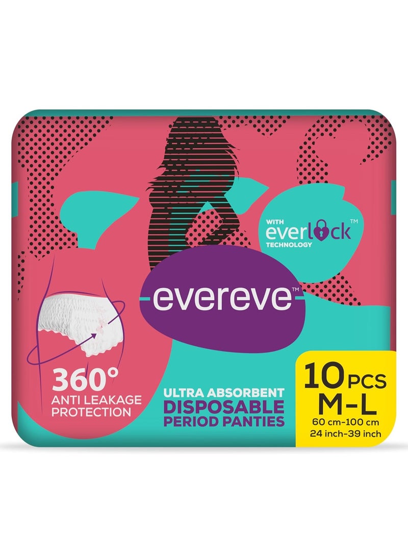 Evereve Ultra Absorbent, Heavy Flow Disposable Period Panties for Sanitary Protection, Maternity Delivery Pads, Overnight Napkins, 360 Degree Protection, Post partum use, M-L, 10 Panties  - Image 2