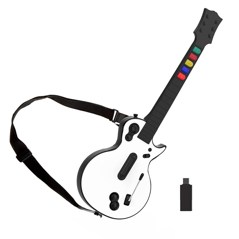DOYO DOYO Guitar Hero Controller for PC/PS3, Wireless Guitar for Guitar Hero 3/4/5 and Rock Band 1/2 Games, Guitar Hero Guitar with Straps (Five Keys/White) [video game] - Image 1