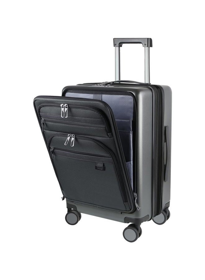 KROSER Expandable Carry On Luggage, Steel Grey, 20-Inch, Hardside Expandable Carry on Luggage 22x14x9 Airline Approved With Front Business Pockets - Image 1