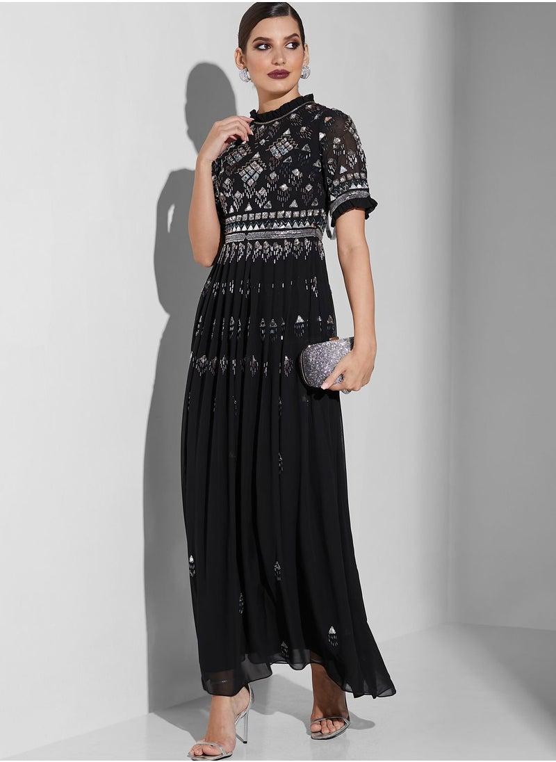 Amelia Rose - High Neck Sequin Dress - Image 1