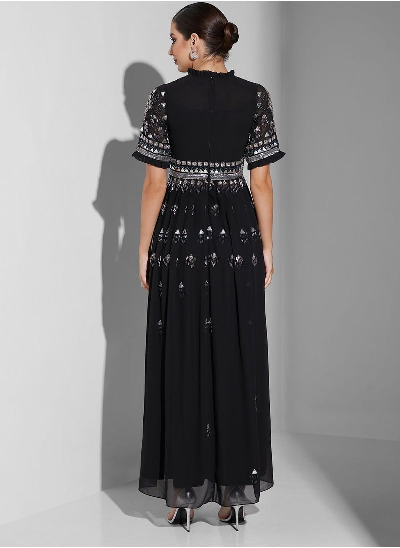 Amelia Rose - High Neck Sequin Dress - Image 1