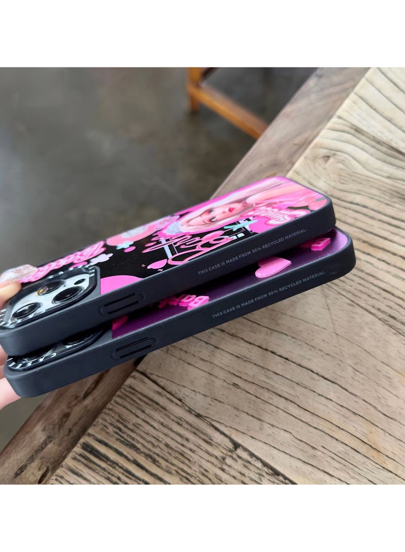 Lovely Sweet Pink Barbie Girl Mirror Hard Mobile Phone Case Compatible for iPhone 14 Pro Max Shockproof Soft Thickened Back Cover Casing