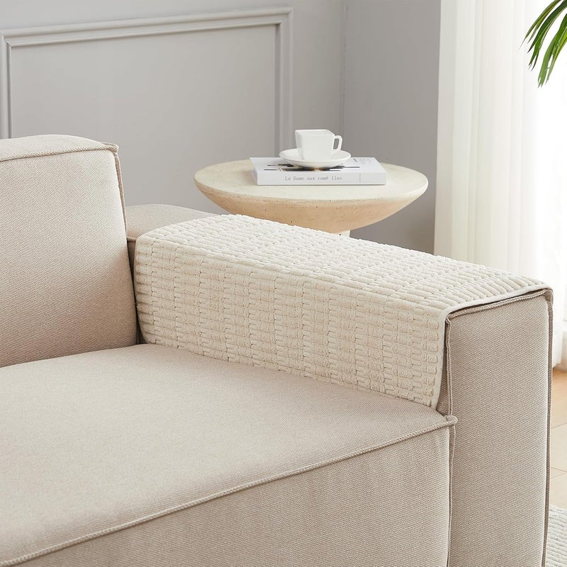 Meider Sofa Armrest Cover Couch Arm Cover Arm Covers for Chair, Anti-Slip Couch Arm Protectors Sofa Arm Rest Covers (Cream White, 18x22x2pcs) - Image 1