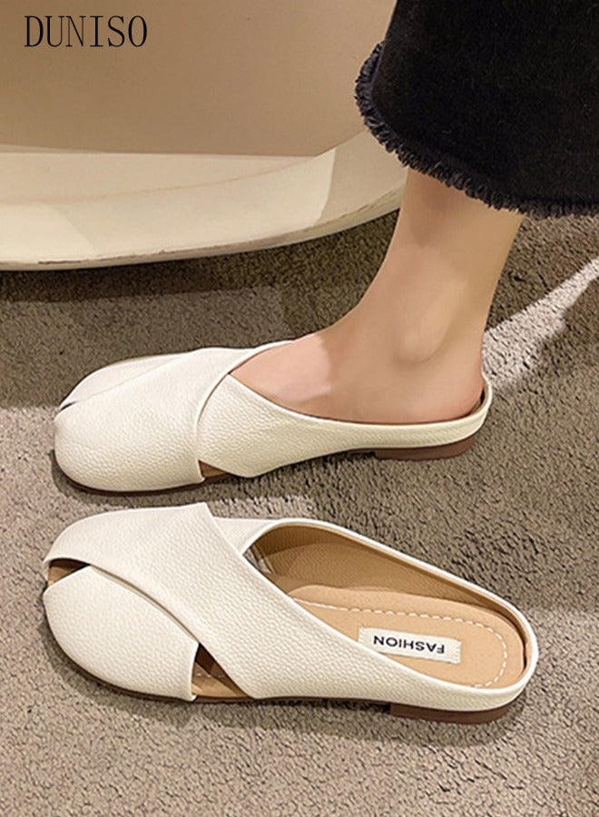 DUNISO Mule Slippers for Women Slingback Flat Pointed Mules Closed Toe Sandals Comfortable Women Slippers Backless Slip On Loafer Shoes - Image 5