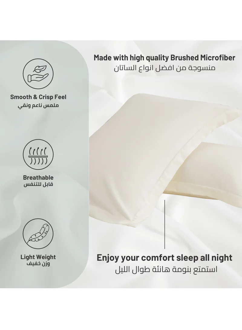Donetella Microfiber Pillowcases 2-Pcs Soft Pillow Cover (50 x 75 CM) With Envelope Closure (Without Pillow Insert),Light Beige