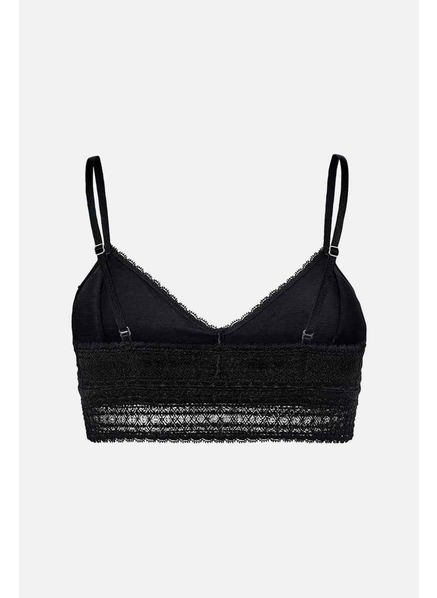 Tchibo Women Padded Unlined Lace Bra, Black  - Image 3