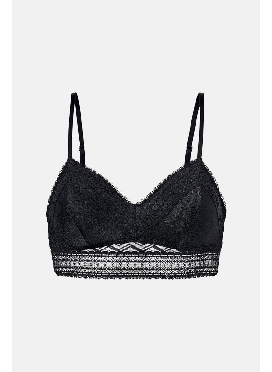 Tchibo Women Padded Unlined Lace Bra, Black  - Image 2