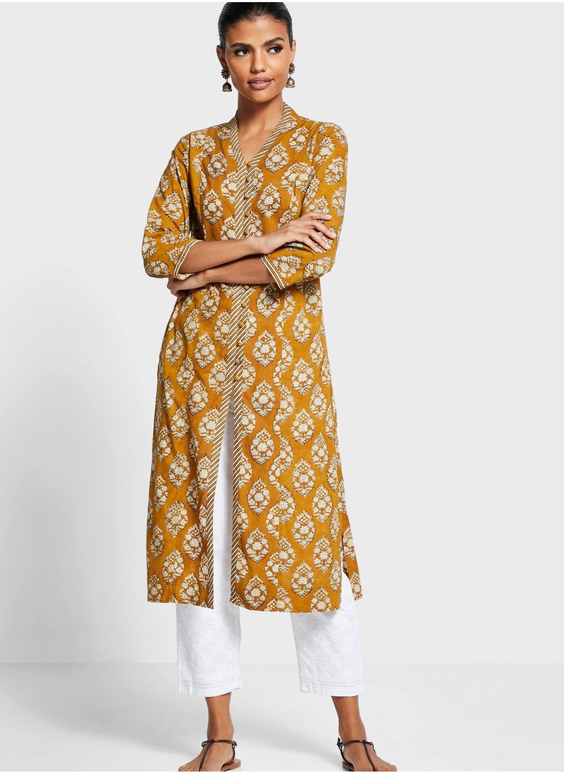 Fabindia - Printed Longline Kurti - Image 1