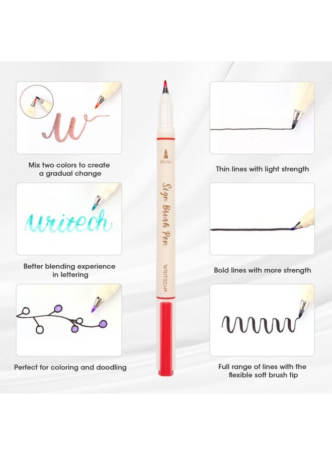 WRITECH Brush Tip Marker Pens: Artist Markers Flexible Tip Water Based 12Ct Assorted Colors For Journaling Adult Coloring Hand Lettering Calligraphy Drawing Vibrant Colored  - Image 5