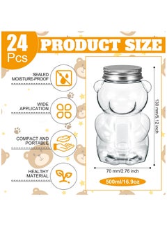 Excefore 24 Pcs Bear Plastic Jar Empty Bear Bottle Large Capacity Candy Milk Tea Drinks Bear Shaped Container for Making Candy Gifts DIY Decoration, 17 oz  - Image 2