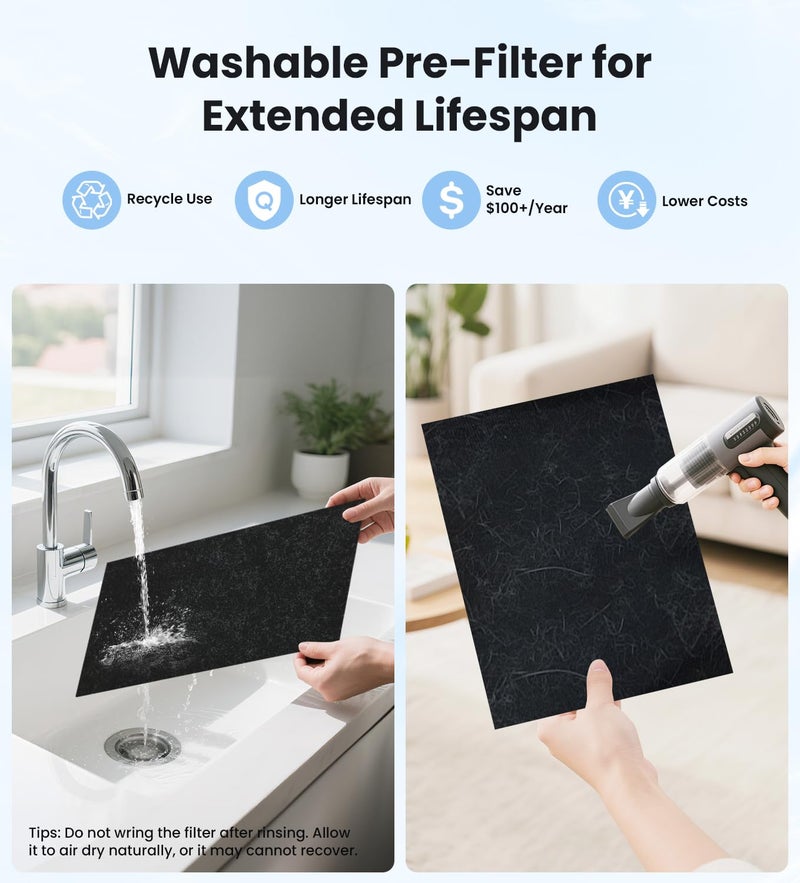 VEWIOR Air Purifiers for Home Large Room Up to 3000Sq.ft, H13 HEPA Air Cleaner with Washable Pre-Filter, PM2.5 Display, Sleep Mode, Timer, Aromatherapy, Auto Mode for Smoke, Pet Hair, Dust Pollen - Image 3