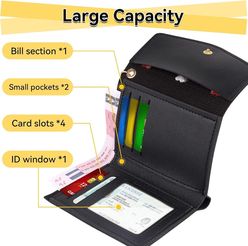 Luckam Purses for Women, Soft Pu Leather Ladies Purses, Womens Purse with 5 Card Slots and Roomy Compartments, Small Wallet for Women, Girls Purses for Teenagers Black - Image 2