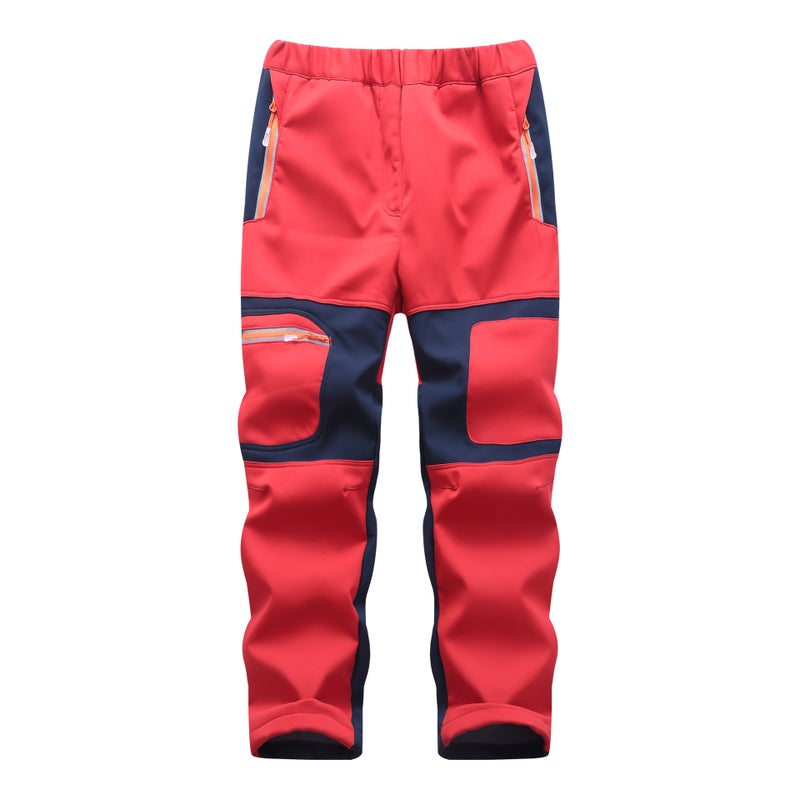 Student Children Soft Shell Pants Reflective Shark Skin Soft Shell Charge Pants Color-Block Warm Waterproof Windproof 1962 - Image 1