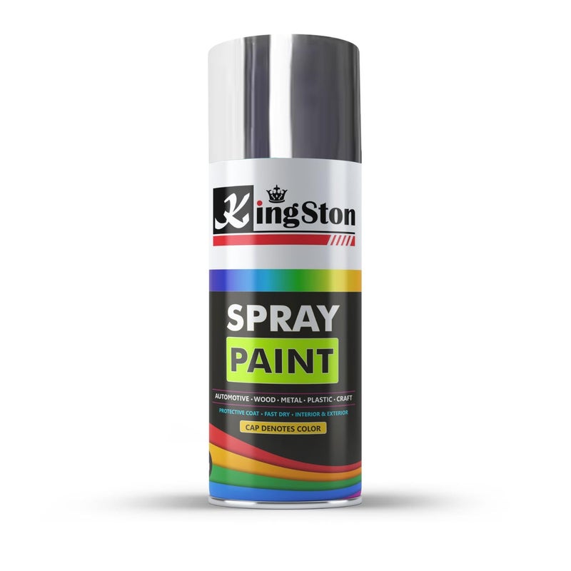 Kingston Acrylic Paint Spray Multi-Surface DIY Paint for Metal, Wood, Wall – 400ml Can - 1Pc (Bright Chrome) - Image 1