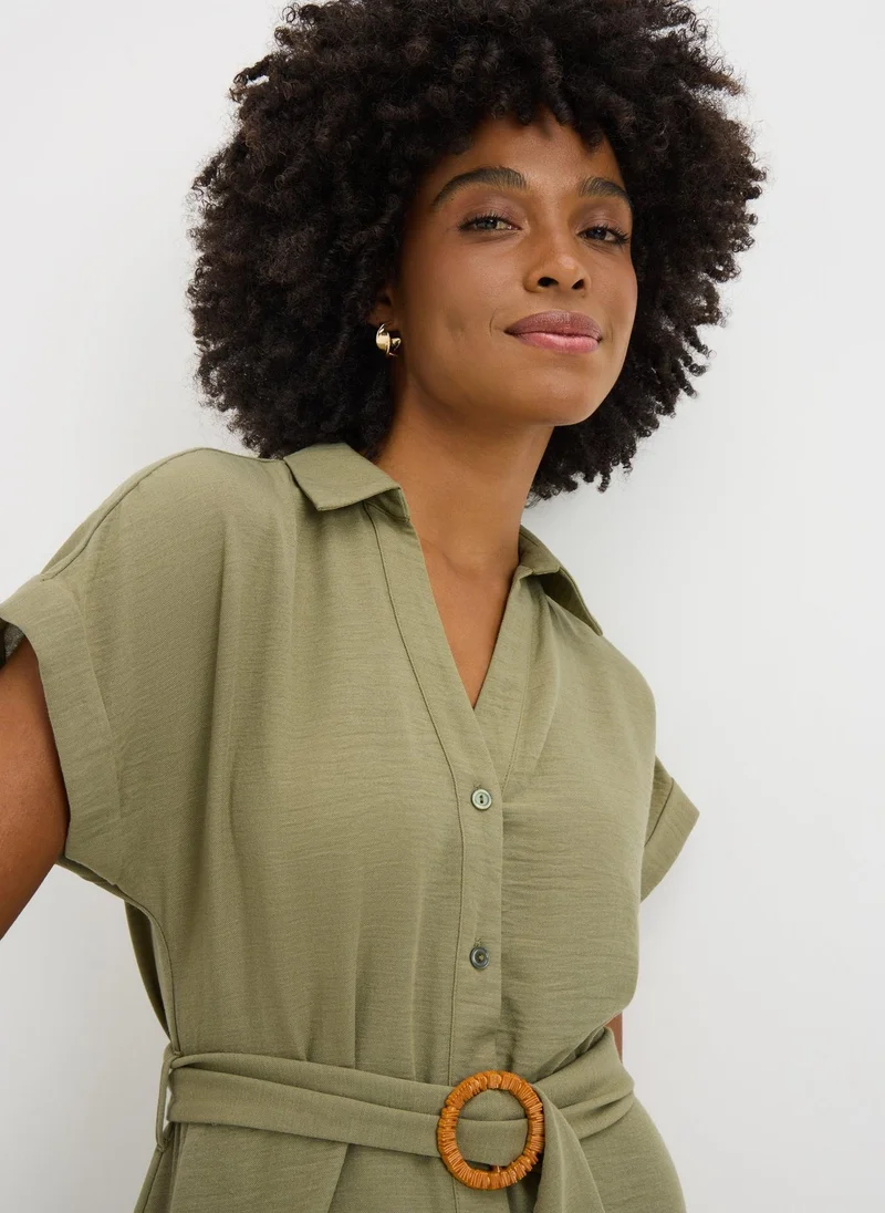 Matalan Women's Khaki Shirt Buckle Dress