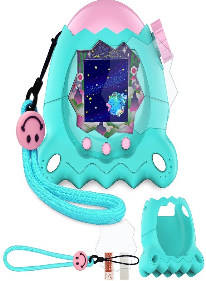 JCHPINE Silicone Cover Case for Tamagotchi Paradise Interactive Virtual Pet, Stand Up Case for Tamagotchi Paradise Screen Protector and Lanyard (Jade Forest) - Image 1