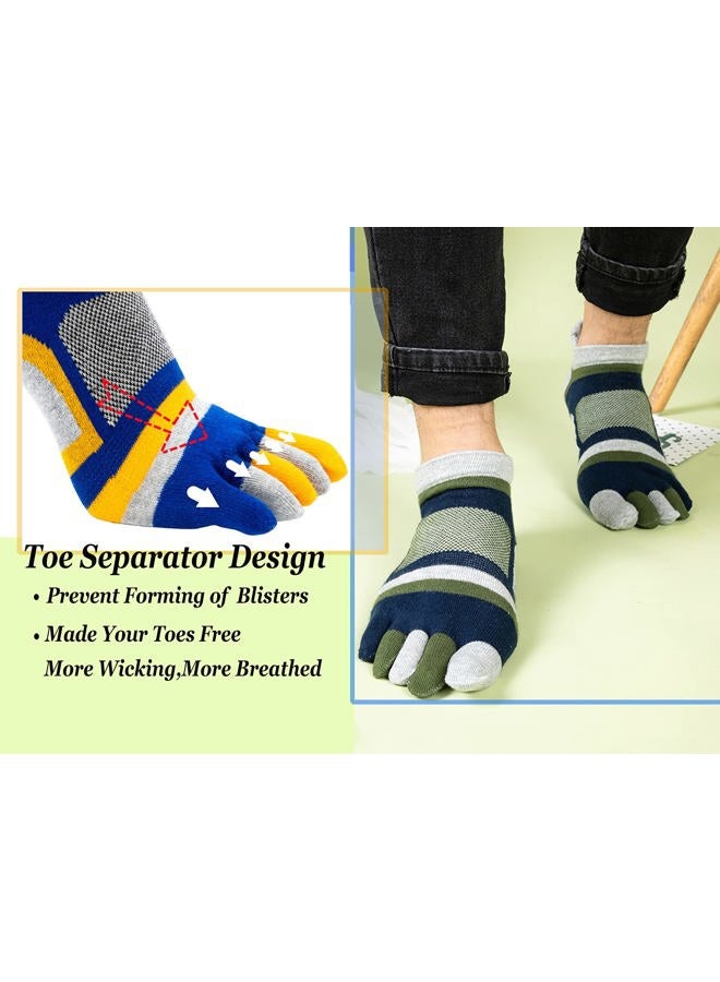 Fasot Men Toe Socks No Show Low Cut Split Toe 5 Finger Cotton Athletic Wicking 6 Pack, 6 Color a, M - Image 2