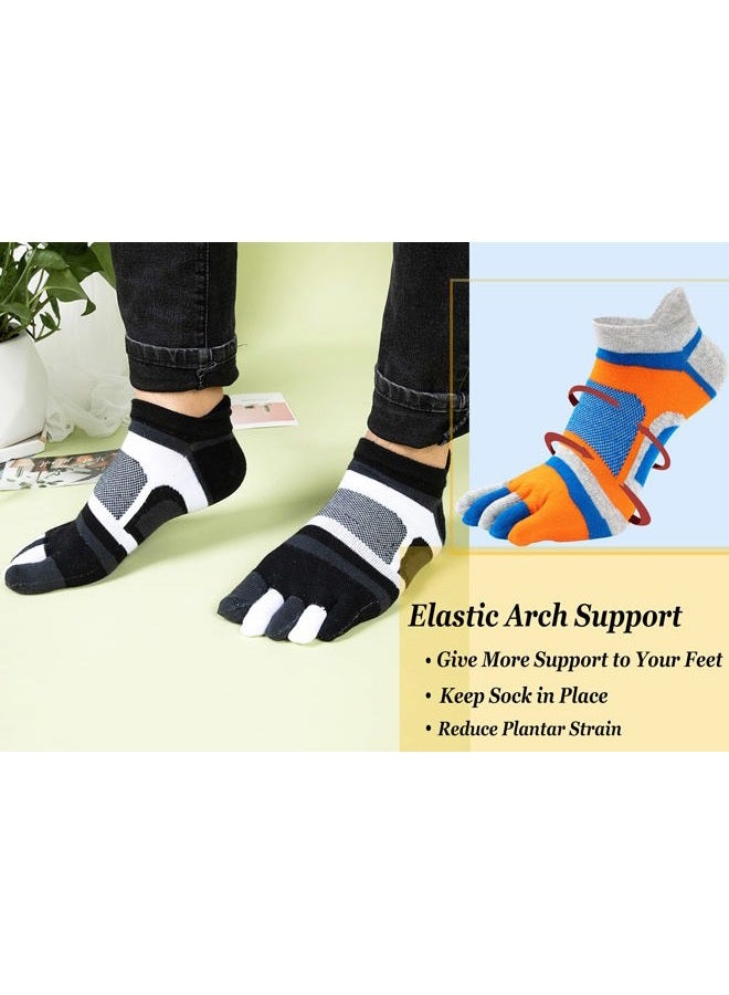 Fasot Men Toe Socks No Show Low Cut Split Toe 5 Finger Cotton Athletic Wicking 6 Pack, 6 Color a, M - Image 3