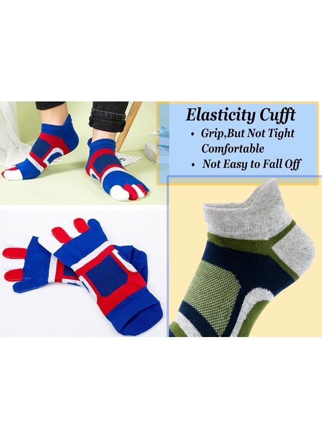 Fasot Men Toe Socks No Show Low Cut Split Toe 5 Finger Cotton Athletic Wicking 6 Pack, 6 Color a, M - Image 5