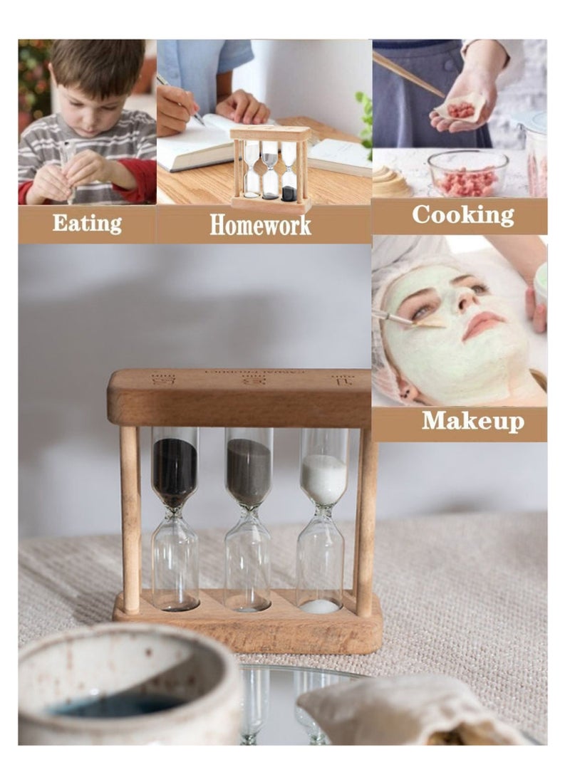 SYOSI Wooden Sand Hourglass Timer Wood Frame Hourglass Sandglass Sand Clock Timer 1+3+5 Minute Mini Sand Timer Decoration Small Gift for Games Classroom Home Office Decoration - Image 2