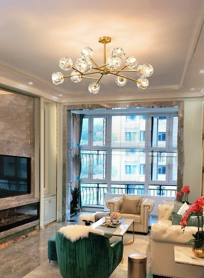 Golden modern light luxury style Nordic crystal lamp 12-Light 3-Color dining room living room kitchen chandelier - Image 1