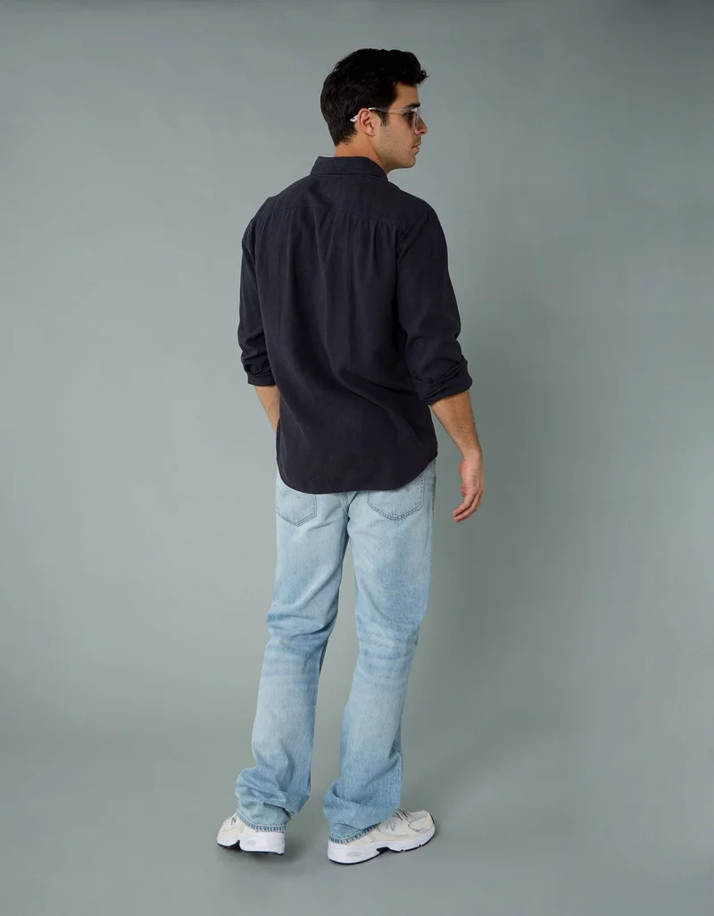 American Eagle AE Long-Sleeve Linen-Blend Button-Up Shirt