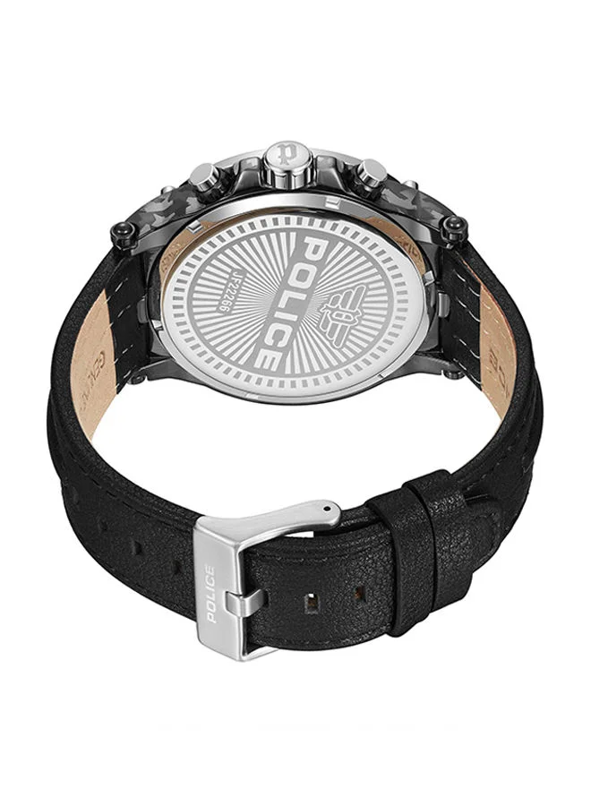 POLICE Taman Watch For Men Black Dial And Black Leather Strap