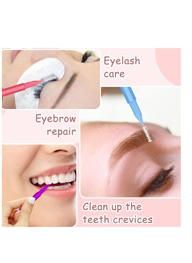 CANIPHA - 100Pcs Micro Eyebrow Brush, Eyelash Comb Brush with Cap, Multifunctional Brow Lamination Brush Eyebrow Spoolies for Eyebrows, Portable Brow Brushes for Eyebrows Eyelash Extensions Tool, 5 Colors - Image 1