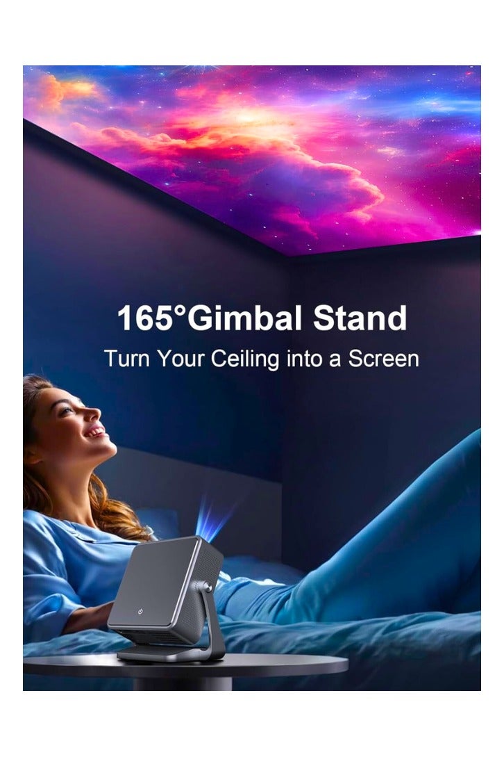 Chase Up Projector [Auto Focus/Keystone & Gimbal Stand] with Android TV,700ANSI WiFi6 Bluetooth Native 1080P Projectors,4K Support Smart Movie Projector,Home Theater for Phone/TV Stick/HDMI/USB - Image 2