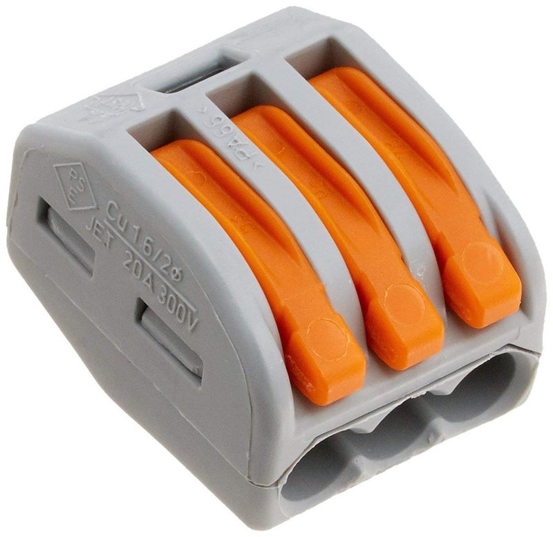 Wago 222-413 Lever-Nuts 3 Conductor Compact Connectors 10 PK - Image 1