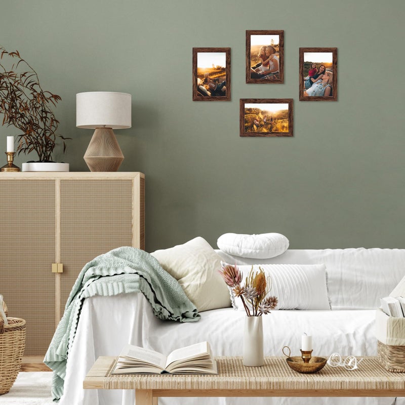 PETAFLOP Wooden Bulk 4x6 Picture Frame Set of 18, Rustic Brown Photo Frames Fits 4 by 6 for Wall or Tabletop Display - Image 4