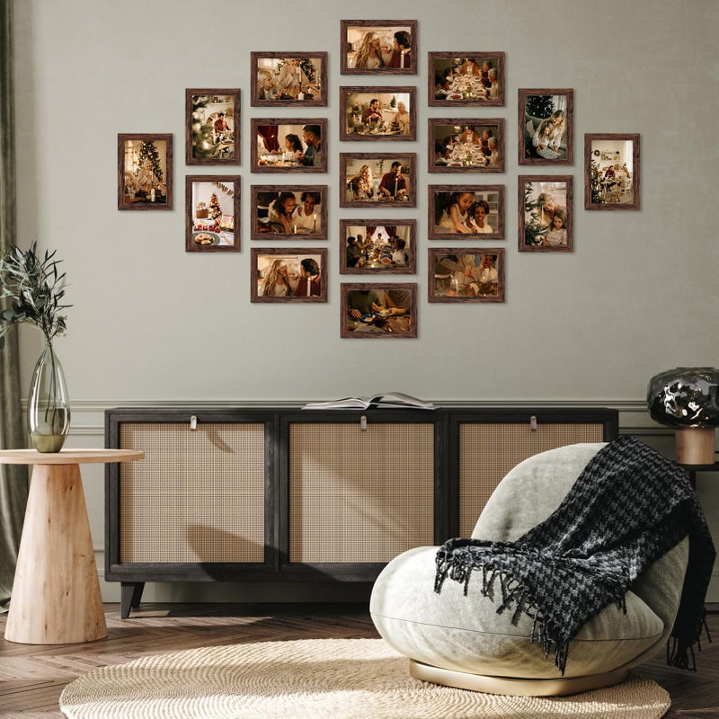 PETAFLOP Wooden Bulk 4x6 Picture Frame Set of 18, Rustic Brown Photo Frames Fits 4 by 6 for Wall or Tabletop Display - Image 5