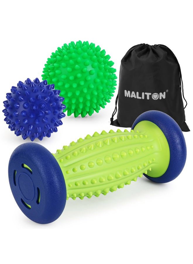 Maliton Foot Roller Massage Ball for Plantar Fasciitis - Massager Roller Ball Set, 0.3m Roller and 2 Spiky Massage Balls Deep Tissue, for Trigger Point Therapy/Muscle Recovery/Stress Relief - Image 1