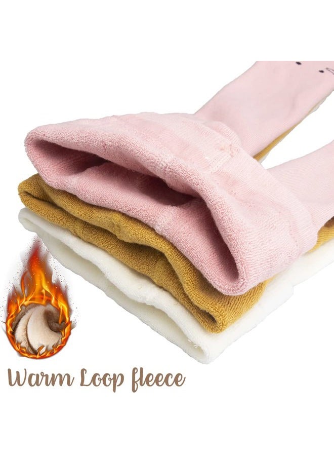 Ehdching 5 Pack Toddler Girls Loop Fleece Leggings Cat Printed Warm Winter Stretchy Pants Trousers Stockings Pantyhose - Image 2