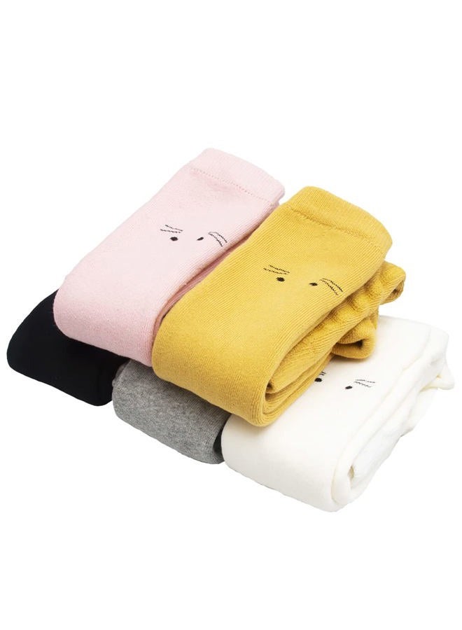 Ehdching 5 Pack Toddler Girls Loop Fleece Leggings Cat Printed Warm Winter Stretchy Pants Trousers Stockings Pantyhose - Image 1